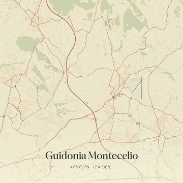 Vintage map of Guidonia Montecelio, Italy.