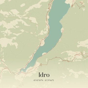 Vintage map of Idro, Italy.