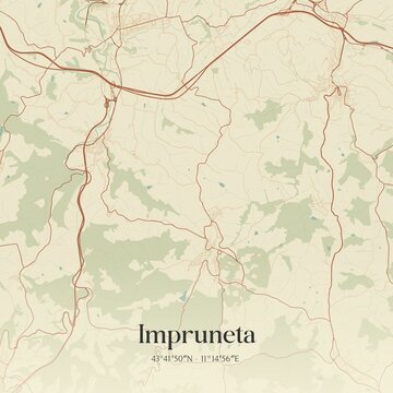 Vintage map of Impruneta, Italy.