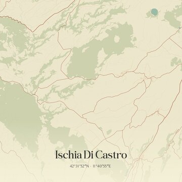 Vintage map of Ischia Di Castro, Italy.