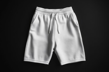 White sweat shorts on black background. (7)