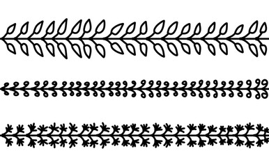 Line, border with leaf doodle shape.