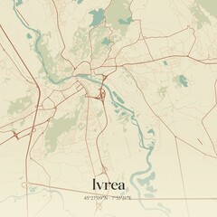 Vintage map of Ivrea, Italy.