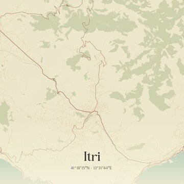 Vintage map of Itri, Italy.