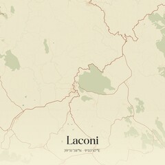 Fototapeta premium Vintage map of Laconi, Italy.