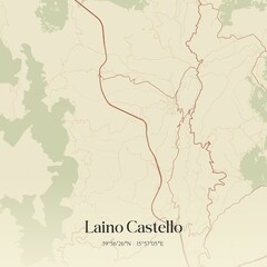 Vintage map of Laino Castello, Italy.
