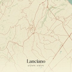 Fototapeta premium Vintage map of Lanciano, Italy.