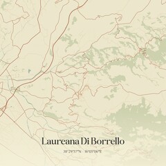 Vintage map of Laureana Di Borrello, Italy.