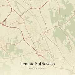 Vintage map of Lentate Sul Seveso, Italy.