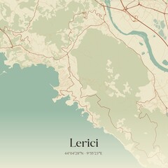 Vintage map of Lerici, Italy.