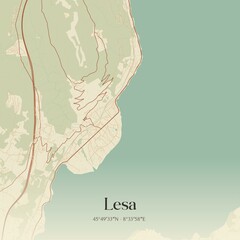 Vintage map of Lesa, Italy.