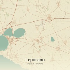 Vintage map of Leporano, Italy.