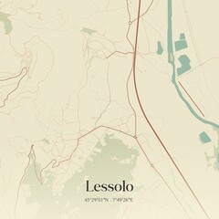 Vintage map of Lessolo, Italy.