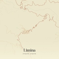 Vintage map of Limina, Italy.