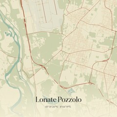 Vintage map of Lonate Pozzolo, Italy.