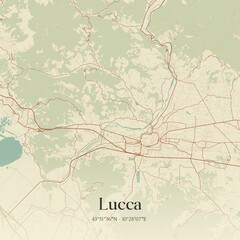Vintage map of Lucca, Italy.