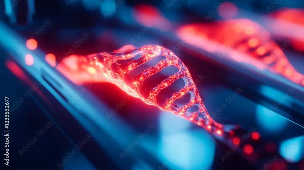 Poster a vibrant visualization of dna in an abstract style, showcasing the beauty and complexity of genetic