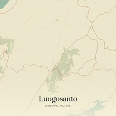 Fototapeta premium Vintage map of Luogosanto, Italy.