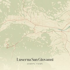 Obraz premium Vintage map of Luserna San Giovanni, Italy.