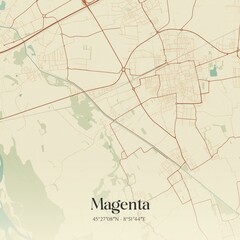 Vintage map of Magenta, Italy.
