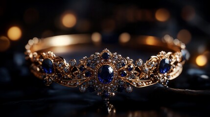 Opulent Sapphire and Diamond Tiara: A Regal Masterpiece
