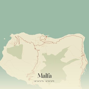Vintage map of Malfa, Italy.