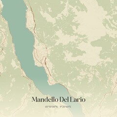 Vintage map of Mandello Del Lario, Italy.