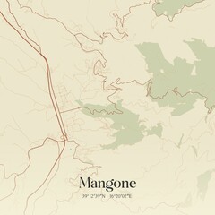 Obraz premium Vintage map of Mangone, Italy.