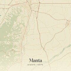 Vintage map of Manta, Italy.