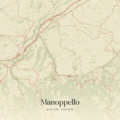 Fototapeta premium Vintage map of Manoppello, Italy.