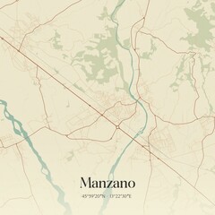 Vintage map of Manzano, Italy.