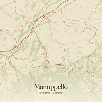 Vintage map of Manoppello, Italy.