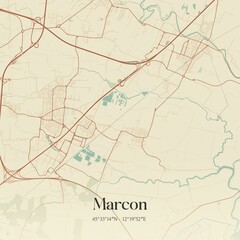 Vintage map of Marcon, Italy.