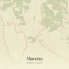 Fototapeta premium Vintage map of Maretto, Italy.
