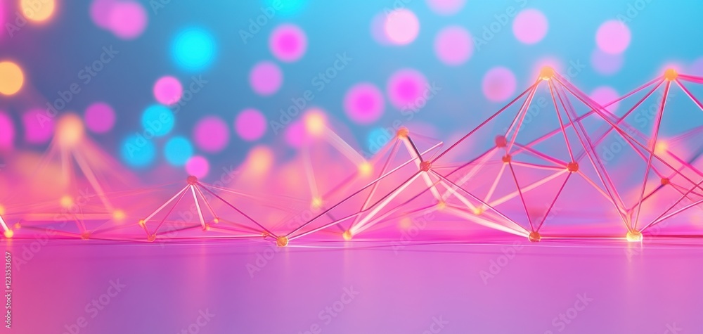 Poster abstract geometric shapes with colorful glowing lights create a visually stunning background for dig