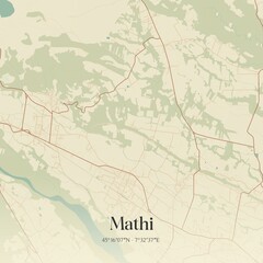 Fototapeta premium Vintage map of Mathi, Italy.