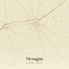 Vintage map of Mesagne, Italy.