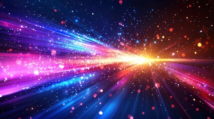 Naklejka premium Cosmic light streaks explode in space, vibrant background for design