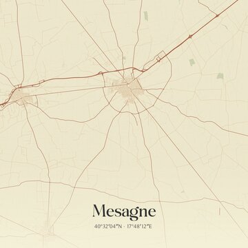 Vintage map of Mesagne, Italy.