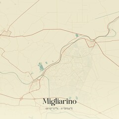 Vintage map of Migliarino, Italy.