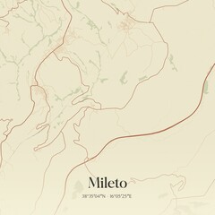 Vintage map of Mileto, Italy.