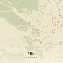 Vintage map of Milo, Italy.