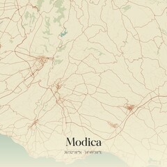Vintage map of Modica, Italy.