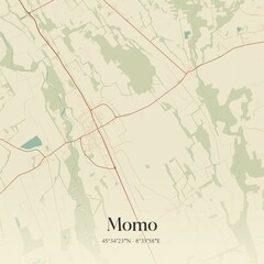 Vintage map of Momo, Italy.