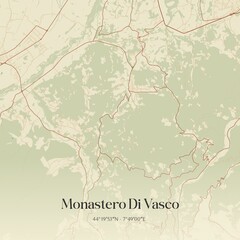 Vintage map of Monastero Di Vasco, Italy.