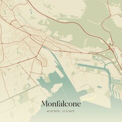 Vintage map of Monfalcone, Italy.