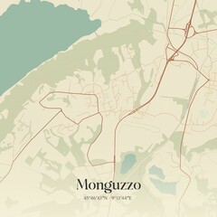 Fototapeta premium Vintage map of Monguzzo, Italy.