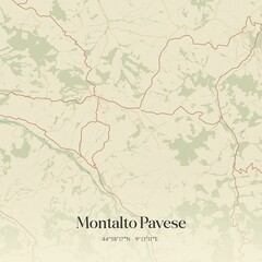 Vintage map of Montalto Pavese, Italy.