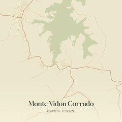 Vintage map of Monte Vidon Corrado, Italy.