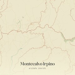 Vintage map of Montecalvo Irpino, Italy.
